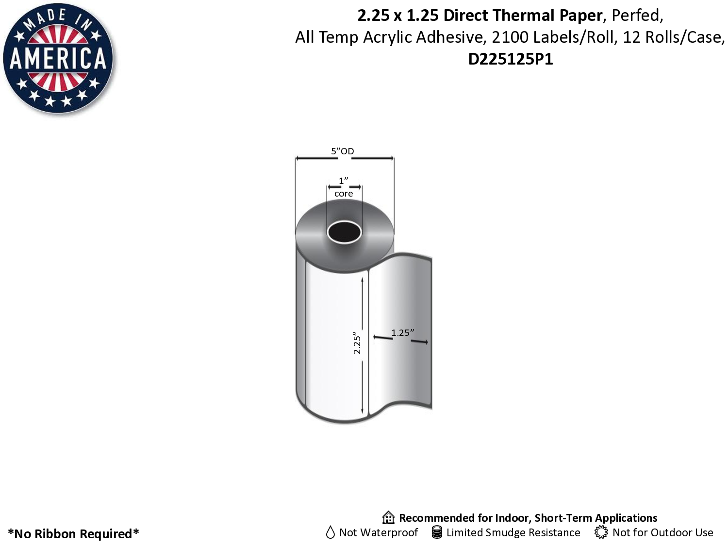 Direct Thermal Paper 1" Core Labels