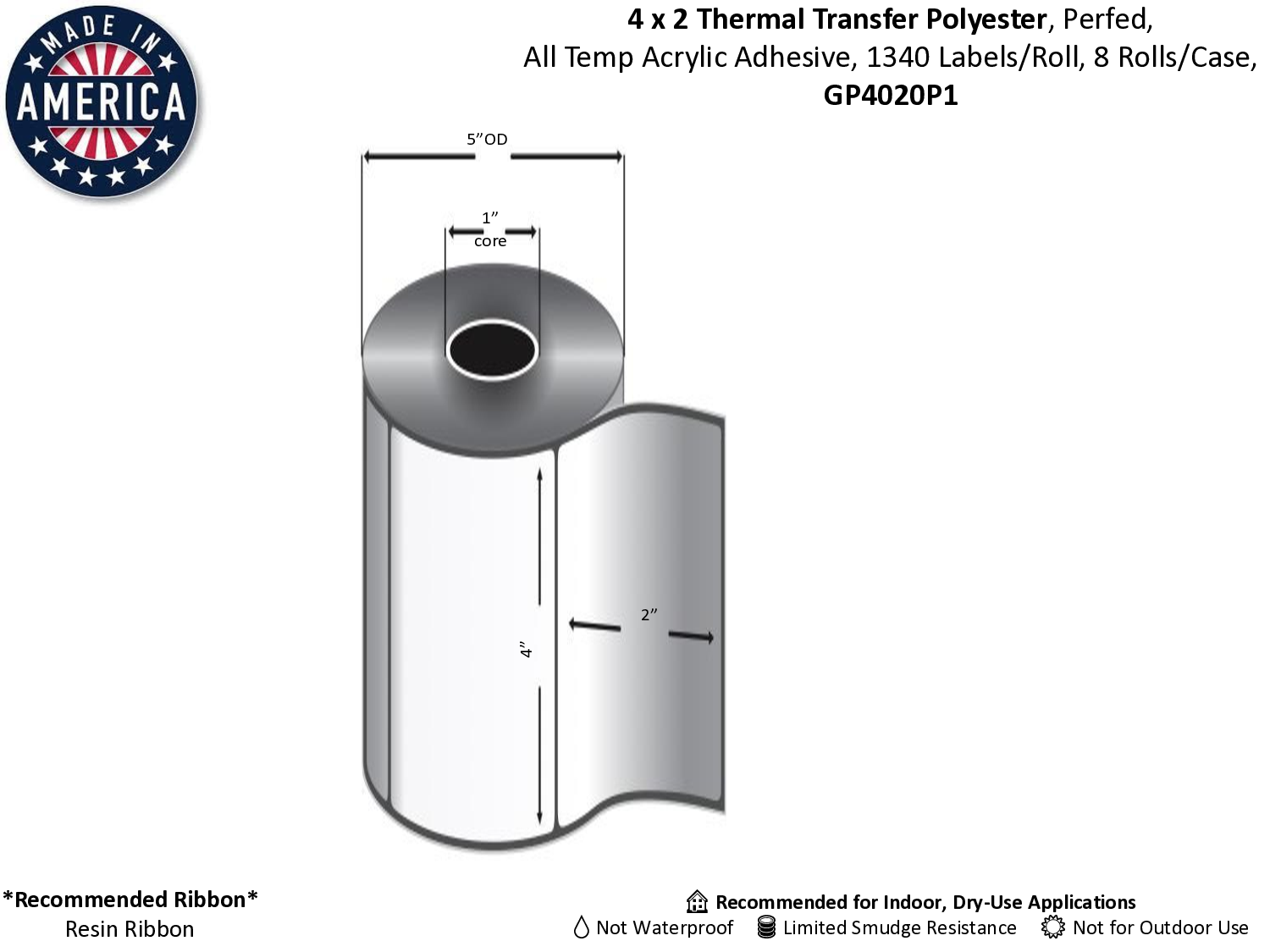 Thermal Transfer Gloss Polyester 3" Core Labels