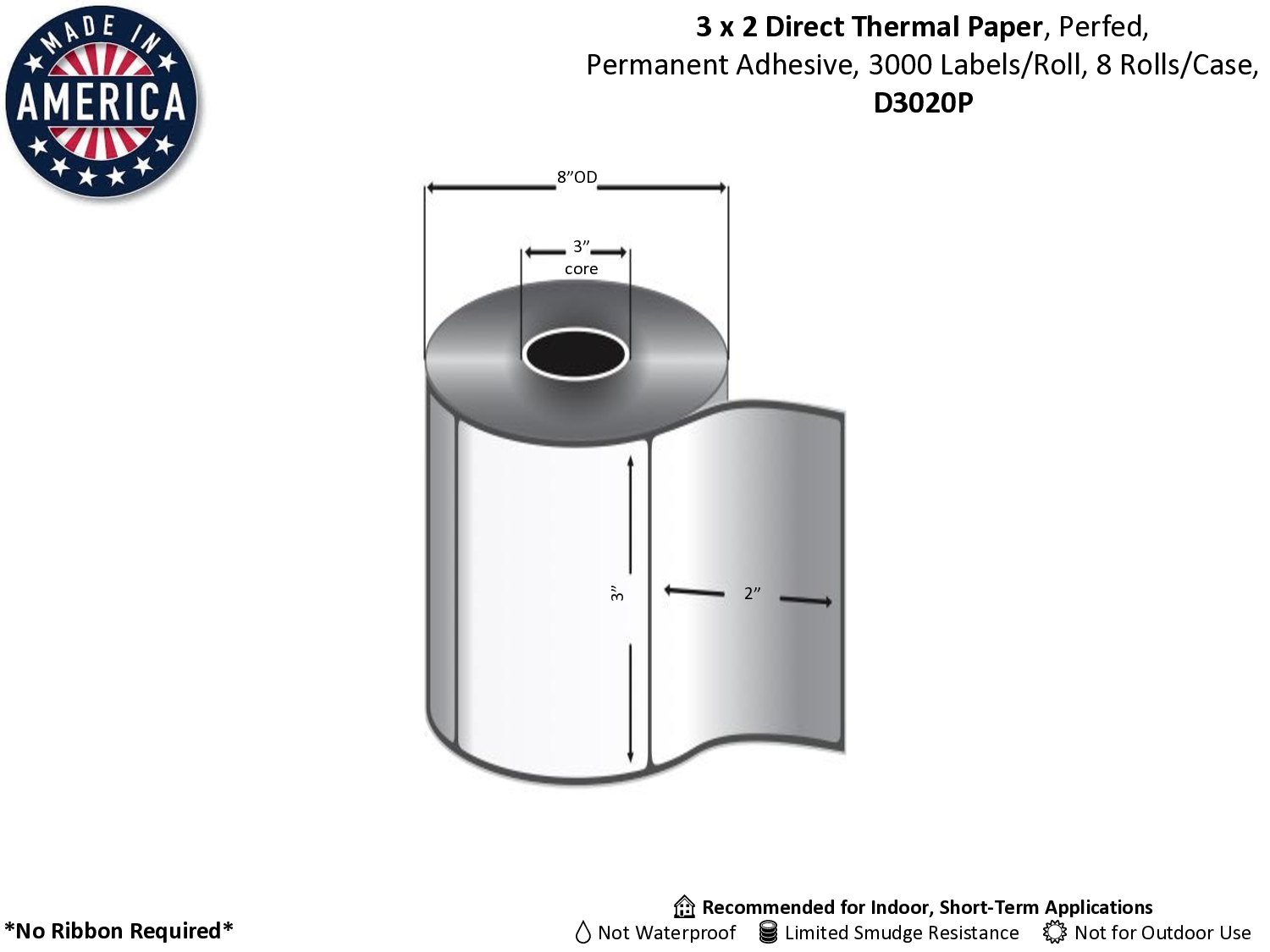 Inkjet Inkjet Gloss Film 3" Core Labels